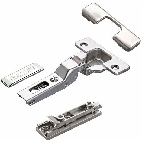 2 x Salice Topfband 110° Serie 200 Bohrbild T45 Mittelanschlag inkl. Linear-Montageplatte Höhe 6 mm mit vormontierten Euroschrauben, Exzenterverstellung und Abdeckkappen Möbelscharnier von SOTECH