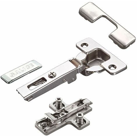 2 x Salice Topfband 110° Serie 200 Bohrbild T52 Eckanschlag inkl. Kreuz-Montageplatte Höhe 6 mm mit vormontierten Euroschrauben, Exzenterverstellung und Abdeckkappenset Schrankscharnier von SOTECH