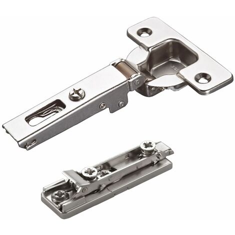 2 x Salice Topfband 110° Serie 200 Bohrbild T52 Eckanschlag inkl. Linear-Montageplatte Höhe 6 mm mit vormontierten Euroschrauben und Exzenterverstellung Schrankscharnier von SOTECH