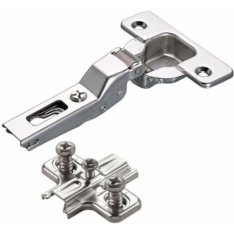 2 x Salice Topfband 110° Serie 200 Bohrbild T52 Mittelanschlag inkl. Kreuz-Montageplatte Höhe 6 mm mit vormontierten Euroschrauben und Langlochverstellung Möbelscharnier von SOTECH