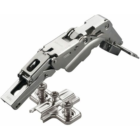 2 x Salice Topfband 155° Serie 200 Bohrbild T52 Eckanschlag inkl. Kreuz-Montageplatte Höhe 6 mm mit vormontierten Euroschrauben und Langlochverstellung Schrankscharnier von SOTECH