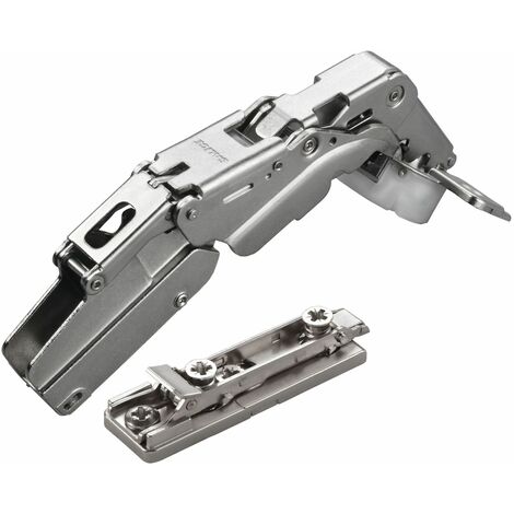 2 x Salice Topfband 155° Serie 200 mit Dämpfer im Topf Bohrbild T52 Innenanschlag mit Linear-Montageplatte Höhe 3 mm mit vormontierten Euroschrauben, Exzenterverstellung Topfscharnier von SOTECH