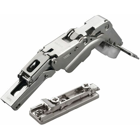 2 x Salice Topfband 155° Serie 200 (Null-Einsprung) mit Dämpfer im Topf Bohrbild T45 Eckanschlag mit Linear-Montageplatte Höhe 3 mm mit Euroschrauben, Exzenterverstellung Schrankscharnier von SOTECH