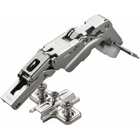 2 x Salice Topfband 155° Serie 200 (Null-Einsprung) mit Dämpfer im Topf Bohrbild T52 Eckanschlag mit Kreuz-Montageplatte Höhe 3 mm mit Euroschrauben, Langlochverstellung Schrankscharnier von SOTECH