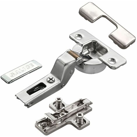 2 x Salice Topfband Serie 700 mit Dämpfer im Topf 110° Bohrbild T45 Innenanschlag inkl. Kreuz-Montageplatte Höhe 6 mm mit Euroschrauben, Exzenterverstellung, Abdeckkappen Topfscharnier von SOTECH