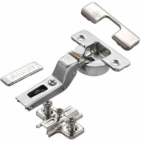 2 x Salice Topfband Serie 700 mit Dämpfer im Topf 110° Bohrbild T45 Innenanschlag inkl. Kreuz-Montageplatte Höhe 6 mm mit Euroschrauben, Langlochverstellung, Abdeckkappen Topfscharnier von SOTECH