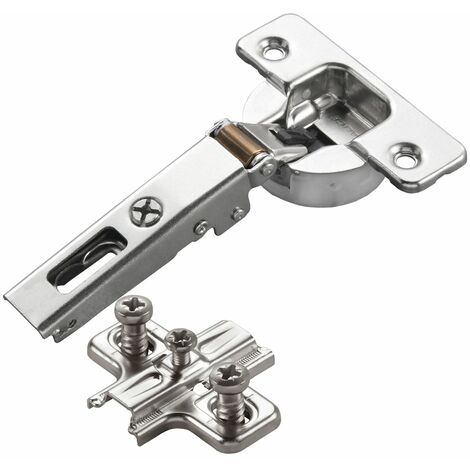 2 x Salice Topfband Serie 700 mit Dämpfer im Topf 110° Bohrbild T52 Eckanschlag inkl. Kreuz-Montageplatte Höhe 3 mm mit vormontierten Euroschrauben, Langlochverstellung Schrankscharnier von SOTECH
