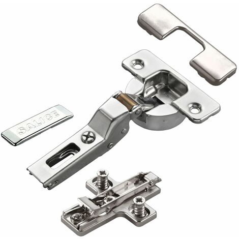 2 x Salice Topfband Serie 700 mit Dämpfer im Topf 110° Bohrbild T52 Mittelanschlag inkl. Kreuz-Montageplatte Höhe 3 mm mit Euroschrauben, Exzenterverstellung, Abdeckkappen Möbelscharnier von SOTECH