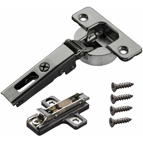 2 x Salice Topfband Serie 700 Titanium anthrazit mit Dämpfer im Topf 110° T48 Eckanschlag inkl. Kreuz-Montageplatte Höhe 3 mm mit Euroschrauben und Exzenterverstellung Schrankscharnier von SOTECH
