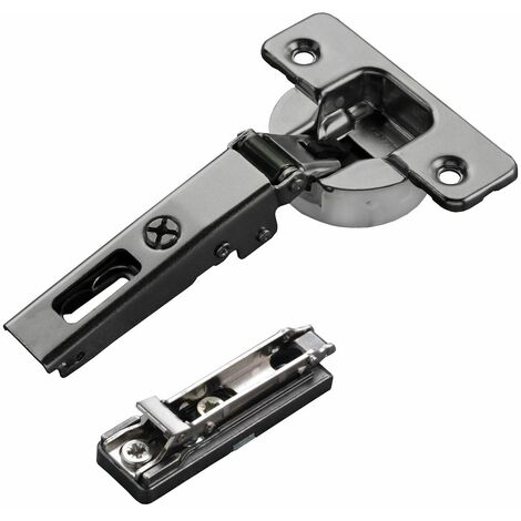 2 x Salice Topfband Serie 700 Titanium anthrazit mit Dämpfer im Topf 110° T48 Eckanschlag inkl. Linear-Montageplatte Höhe 3 mm mit Euroschrauben und Exzenterverstellung Schrankscharnier von SOTECH