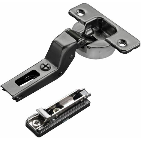 2 x Salice Topfband Serie 700 Titanium anthrazit mit Dämpfer im Topf 110° T48 Innenanschlag inkl. Linear-Montageplatte Höhe 6 mm mit Euroschrauben und Exzenterverstellung Topfscharnier von SOTECH