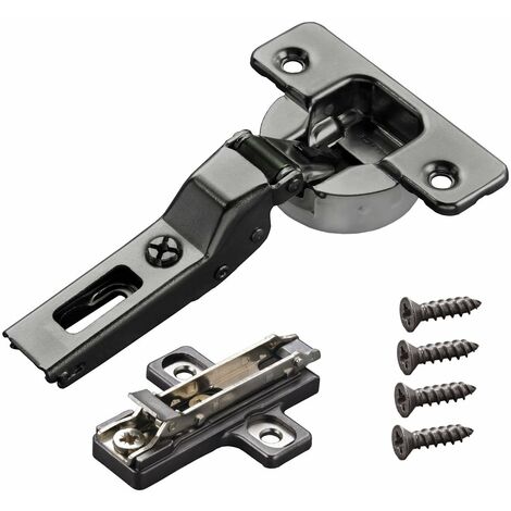 2 x Salice Topfband Serie 700 Titanium anthrazit mit Dämpfer im Topf 110° T48 Mittelanschlag inkl. Kreuz-Montageplatte Höhe 6 mm mit Euroschrauben und Exzenterverstellung Möbelscharnier von SOTECH