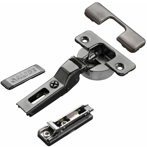 2 x Salice Topfband Serie 700 Titanium anthrazit mit Dämpfer im Topf 110° T48 Mittelanschlag inkl. Linear-Montageplatte Höhe 3 mm mit Exzenterverstellung und Abdeckkappen Möbelscharnier von SOTECH