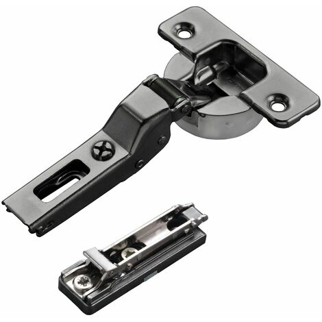 2 x Salice Topfband Serie 700 Titanium anthrazit mit Dämpfer im Topf 110° T48 Mittelanschlag inkl. Linear-Montageplatte Höhe 6 mm mit Euroschrauben und Exzenterverstellung Möbelscharnier von SOTECH