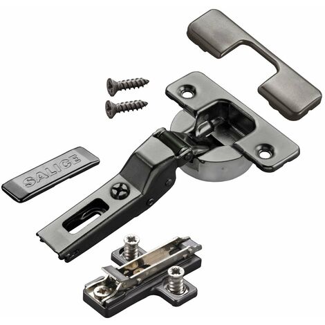 2 x Salice Topfband Serie 700 Titanium anthrazit mit Dämpfungssystem im Topf 110° T48 Mittelanschlag mit Kreuz-Montageplatte Höhe 6 mm mit Exzenterverstellung, Abdeckkappen Möbelscharnier von SOTECH
