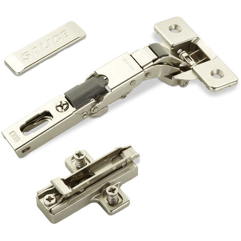 2 x Salice Universalscharniere 110° Bohrbild T45 für abgerundete, überfälzte und profilierte Türen mit Kreuz-Montageplatte Höhe 6 mm Exzenterverstellung, Scharnierarmabdeckung