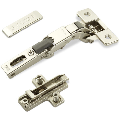 2 x Salice Universalscharniere 110° Bohrbild T45 Push Open für abgerundete, überfälzte und profilierte Türen mit Kreuz-Montageplatte Höhe 3 mm Exzenterverstellung, Scharnierarmabdeckung