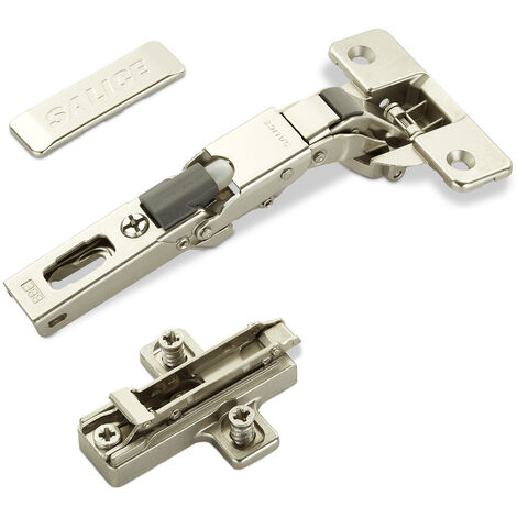 2 x Salice Universalscharniere 110° Bohrbild T48 mit Dämpfer für abgerundete, überfälzte und profilierte Türen mit Kreuz-Montageplatte Höhe 6 mm Exzenterverstellung, Scharnierarmabdeckung