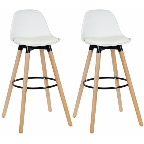 78 CM Grigio Bianco CLP Sgabello Bar Kado Impilabile I Sedia Alta Design Cucina Trapuntata in Similpelle con Schienale Gambe Squadrate in Metallo Alt