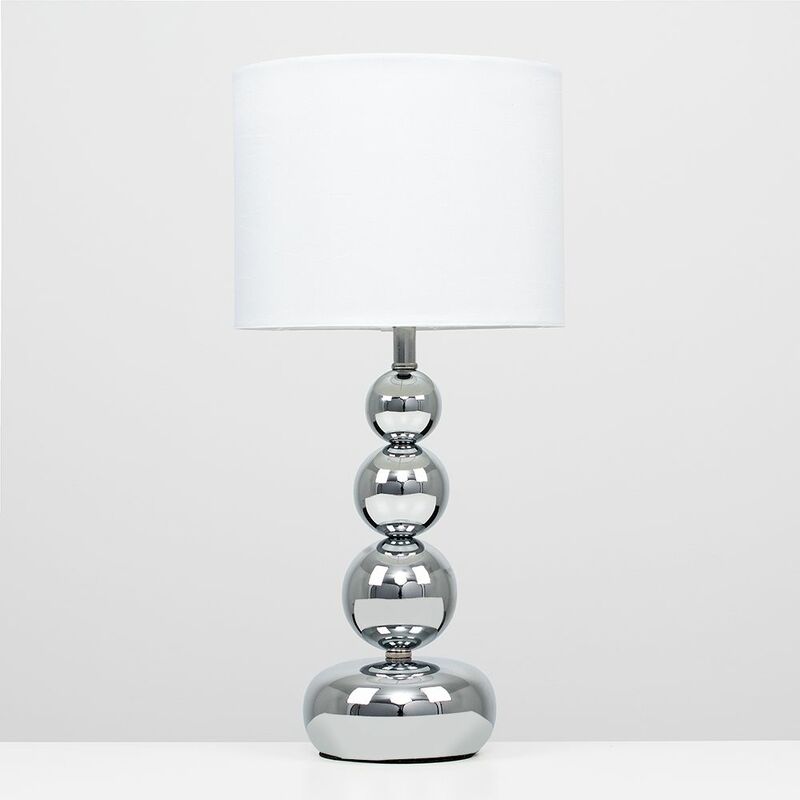2 x Stacked Balls Touch Dimmer Table Lamps - White