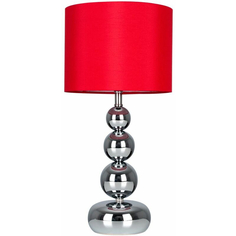 2 x Stacked Balls Touch Dimmer Table Lamps - Red