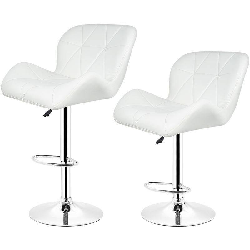 <strong>jeobest</strong> - 2 x tabourets de bar chaises hauteur reglable rotatif set tabourets similicuir , blanc
