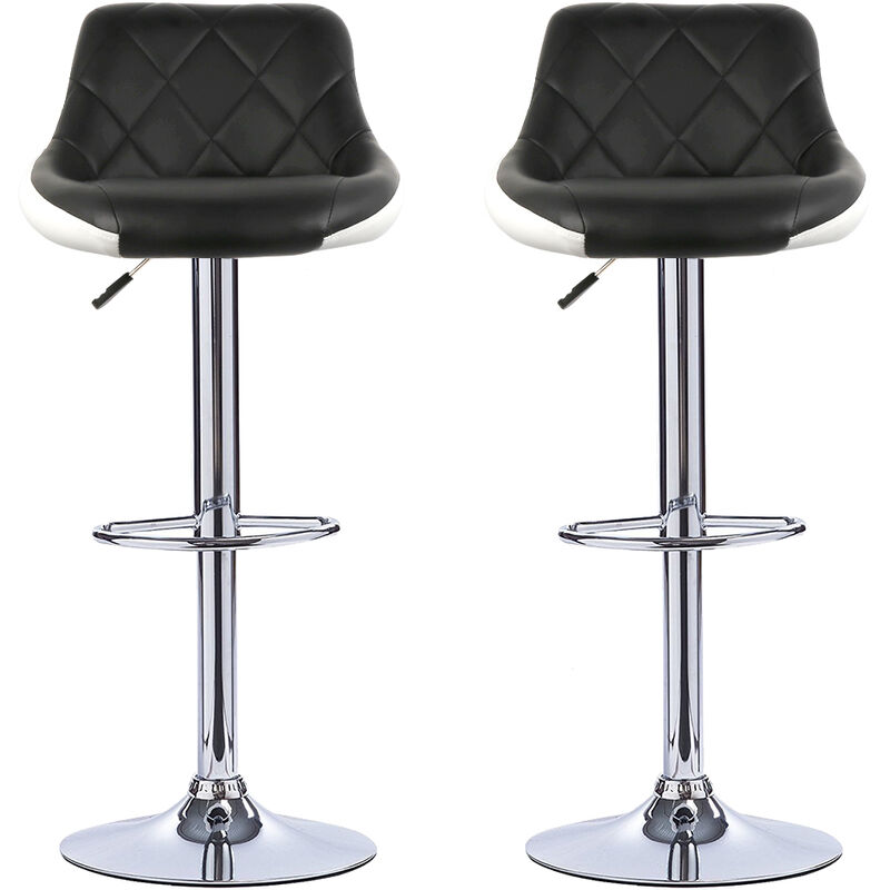 

2 x Taburete de Bar, Silla de Cocina Moderna,Negro + blanco - Black