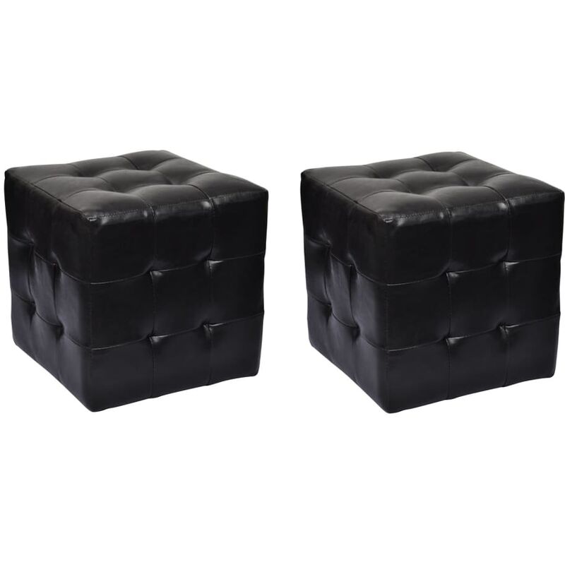 

2 x Taburete De Forma De Cubo Negro - Negro