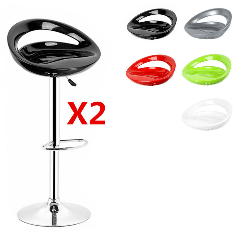 

Yongqing - 2 x Taburetes de Bar ABS, Silla de Bar Reposapiés Giratorio de 360°,Ajustable en Altura|Negro|