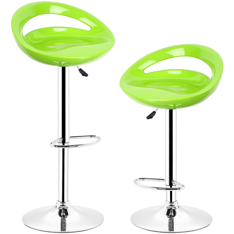 

2 x Taburetes de Bar ABS, Silla de Bar Reposapiés Giratorio de 360°,Ajustable en Altura|Verde|