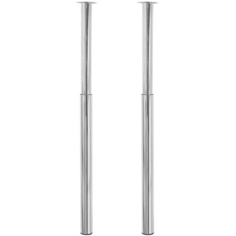 2 x Teleskopfuß Tischfuß Stützfuß Tischbein Chrom 710 mm-1100 mm