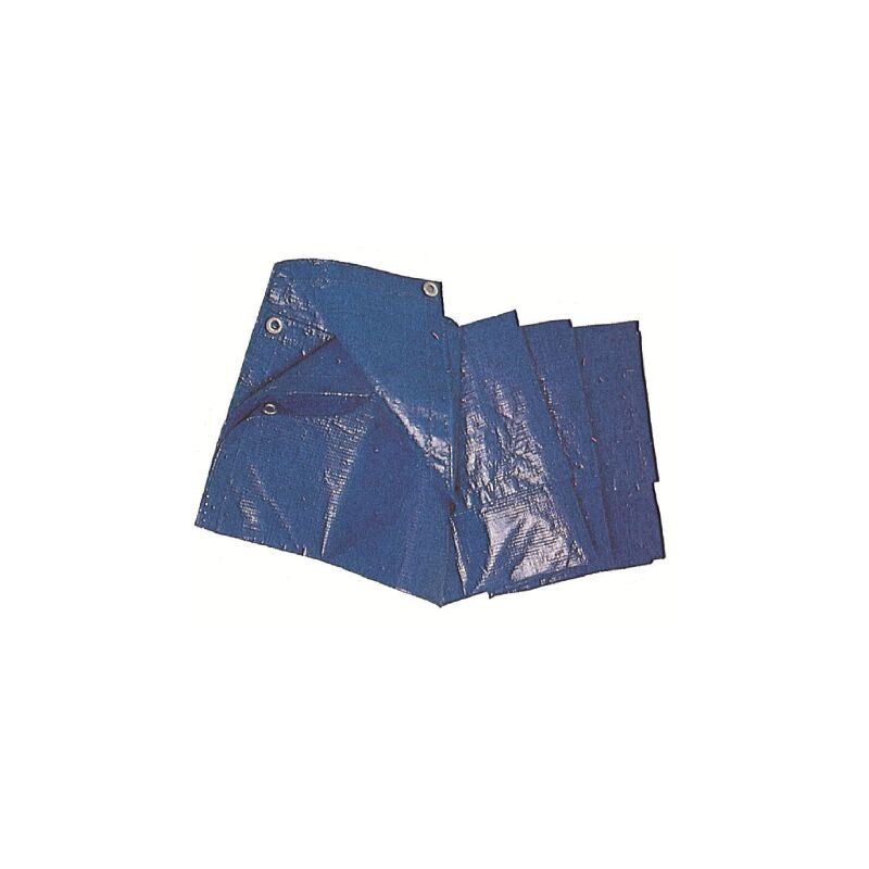 Bache polye'thyle'ne standard bleu 6x8 m couverture e'tanche avec illets et renforce'e sur les bords
