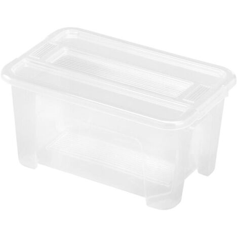 2 x TEX Box 4,5L 28x18x14cm Transparent Deckel Aufbewahrung Spielzeugkisten Klar