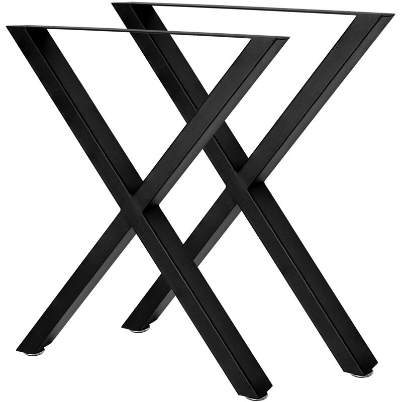 2 x Tischbeine Metall Tischgestell Tisch Beine Tischkufen Design X Form Für Möbel Möbelfüße Esstisch Schreibtisch Gartentisch Stahl Hochglanz 60 x 72