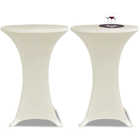2 x Tischhusse für Stehtisch Stretchhusse Ø70 cm cremefarben vidaXL