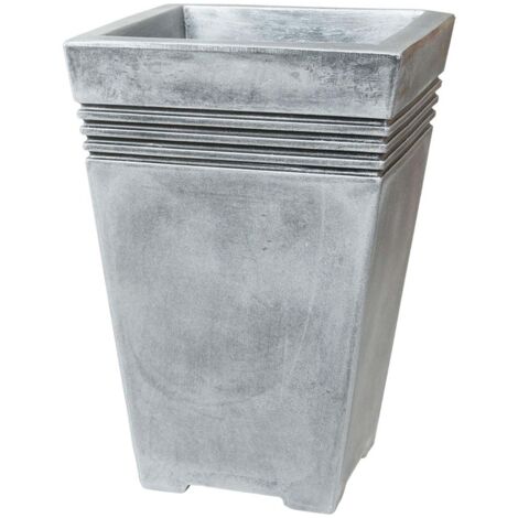 2 x Venice Tall Grey Garden Planters