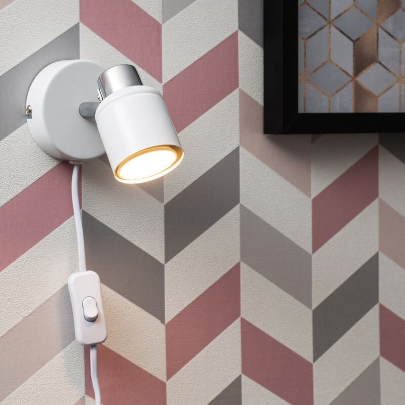 2 X White Chrome Single Adjustable Ceiling Wall Spotlights