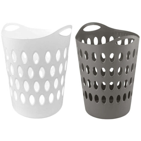 2 x White Tall Large Flexi Laundry Baskets