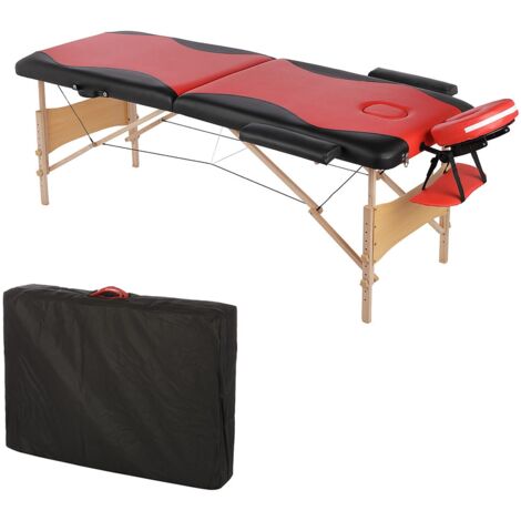 2 ZONEN MOBILE MASSAGELIEGE INKL.TASCHE MASSAGEBANK KLAPPBAR ROT/SCHWARZ NEU