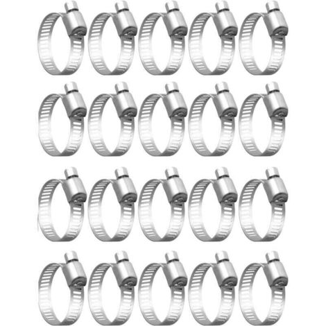 20 abrazaderas ajustables para mangueras de 32 a 50 mm, fabricadas en acero inoxidable 304 para tuberías de gas, agua y cables.