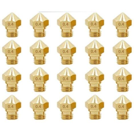 20 accessori per stampante 3D, 20 materiali di consumo per ugello filettato M7 da 1,75 mm, ugello in ottone MK10 da 0,4 mm
