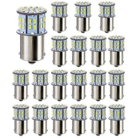 20 ampoules LED ultra-lumineuses 3014 50-SMD blanches 1156 1141 1003 Ba15s pour éclairage de remorque marine-AquaForge