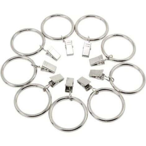 20 anelli per tende con clip, diametro interno 38 mm (argento) Anelli per appendere tende in acciaio inossidabile con clip per decorazioni fotografiche su tende