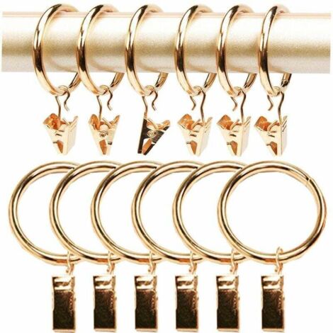 20 anelli per tende in metallo, clip per tende, ganci multiuso per tende e bastoni per tende, ideali per foto e decorazioni, 3,5 mm × 35 mm (colore oro)