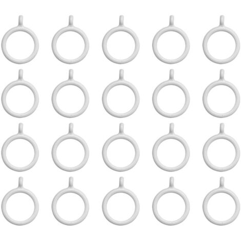 20 anelli per tende in plastica bianca da 25 mm per uso interno