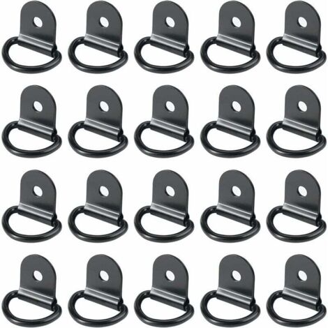 20 anillas de amarre de acero inoxidable para remolque, redondas y plegables con bloqueo de carga para vehículos (36 x 25 mm, negras)