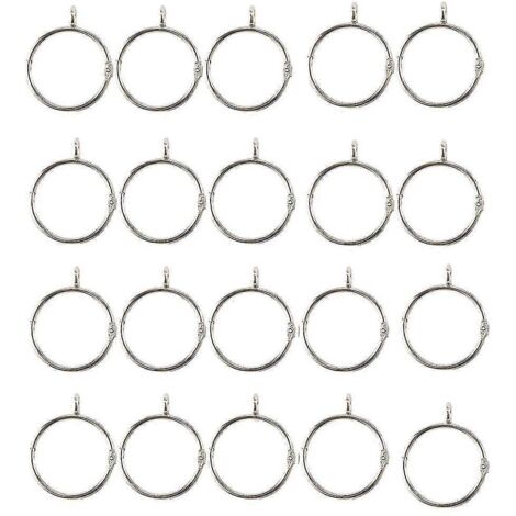 20 anneaux de rideaux argentés ouvrables, boucles métalliques antirouille avec œillets pour rideaux H