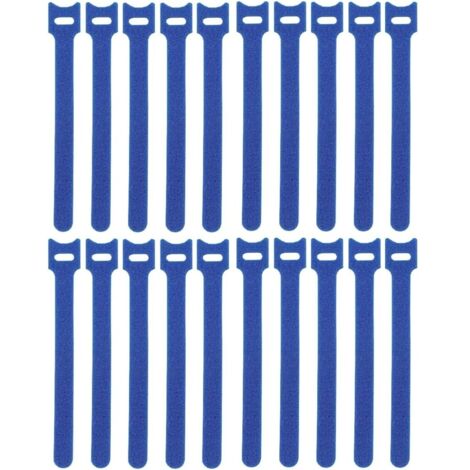 20 attaches velcro bleues réutilisables 12x150 mm, bandes auto-agrippantes pour câbles et rangement des fils