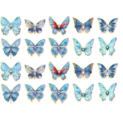 20 Autocollants Papillon Laser Dorés pour Scrapbooking, Journal, Album Photo, Cadeaux DIY