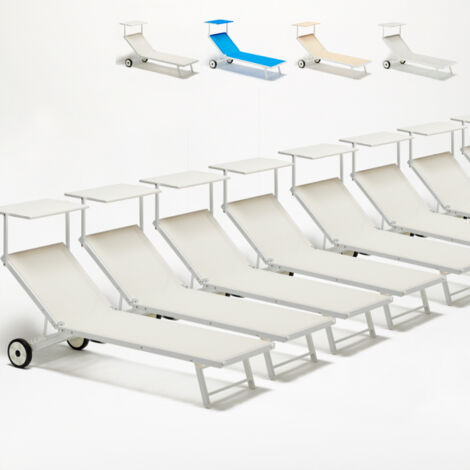 20 Bain de soleil avec roues transat aluminium piscine jardin Alabama